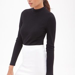 Forever 21 Ribbed Velvet mock neck long sleeve